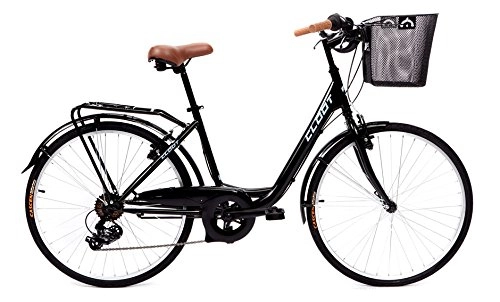 Paseo : CLOOT Bicicletas de Paseo Relax Negra-Bici Paseo con Cambio Shimano 6V
