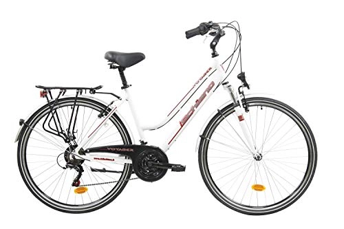 Paseo : F.lli Schiano Voyager Bicicleta Trekking, Women's, Blanco-Rojo, 28''