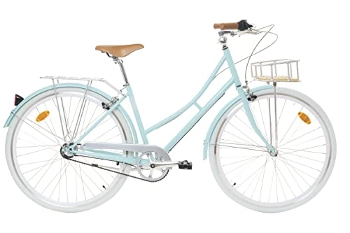 Paseo : Fabric City Bicicleta de Paseo- Bicicleta de Mujer 28" con Cesta, Cambio Interno Shimano 3V, 5 Colores, 14kg (Blue Hampstead Deluxe)