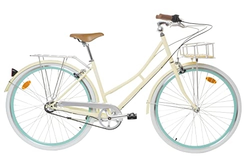 Paseo : Fabric City Bicicleta de Paseo- Bicicleta de Mujer 28" con Cesta, Cambio Interno Shimano 3V, 5 Colores, 14kg (Cream Stokey Deluxe)