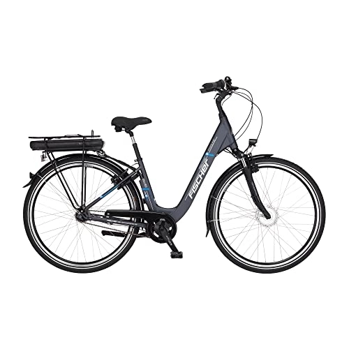 Paseo : Fischer Cita ECU 1401 Bicicleta eléctrica para Hombre y Mujer | RH Motor Frontal 32 NM | batería de 36 V, E-Bike City |, Gris Oscuro Mate, Rahmenhöhe 44 cm