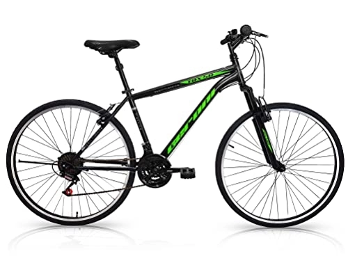 Paseo : Geroni TRX 50 Bicicleta de Ciudad Bike Bicicleta 28'' Pulgadas CTB Hombre Negra Sport Trekking Cambio 21V Velocidad (Verde)