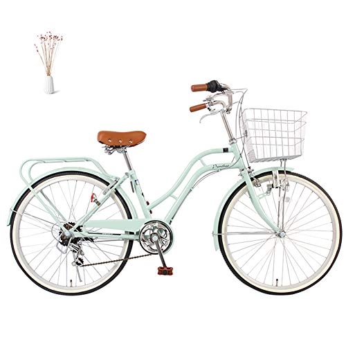 Paseo : GHH Elegance Bicicleta Urbana 24'' Bici de Paseo, 6 Speed Shimano Bicicleta para Mujeres Sillin Confort para Viajes / Trabajo / Compras, Natural