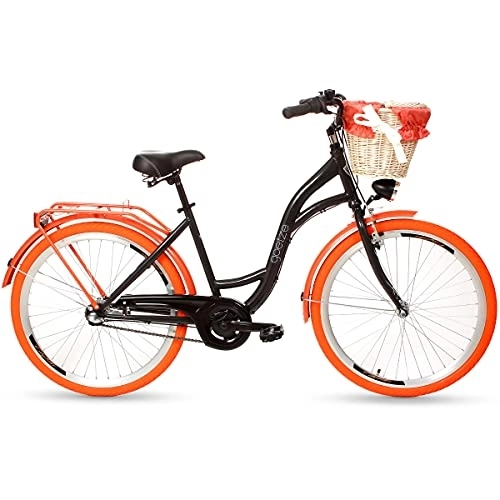 Paseo : Goetze Bicicleta de ciudad retro vintage holandesa para mujer, ruedas de aluminio de 28 pulgadas, 3 velocidades, Shimano Nexus, freno de contrapedal, subida profunda, cesta con acolchado gratis.
