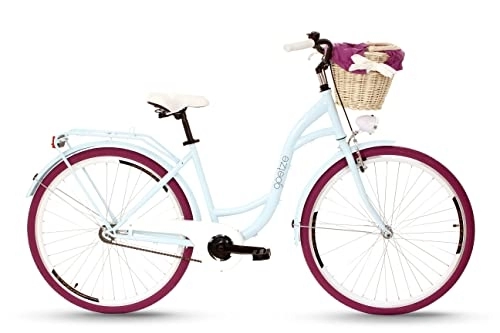 Paseo : Goetze Bicicleta Holanda vintage retro para mujer, 28 pulgadas, ruedas de aluminio, 1 velocidad, velocidad única, baja, freno de contrapedal, cesta con funda