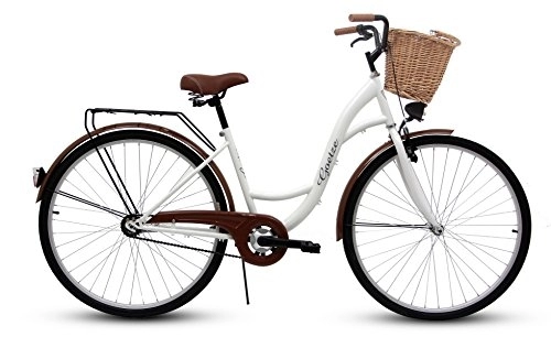 Paseo : Goetze Eco - Cesta de mimbre para bicicleta de paseo (26"), color blanco