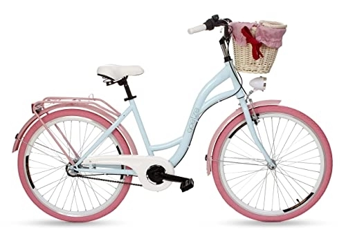 Paseo : Goetze Style Vintage Retro Citybike - Bicicleta holandesa para mujer, ruedas de aluminio de 26 pulgadas, 3 velocidades Shimano Nexus, freno de contrapedal, cesta con acolchado gratis.
