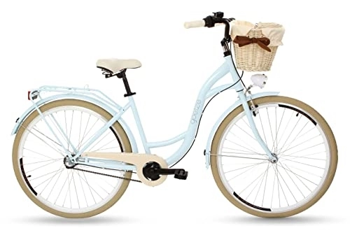 Paseo : Goetze Style Vintage Retro Citybike - Bicicleta holandesa para mujer, ruedas de aluminio de 28 pulgadas, 3 velocidades Shimano Nexus, frenos de contrapedal, cesta con acolchado gratis.