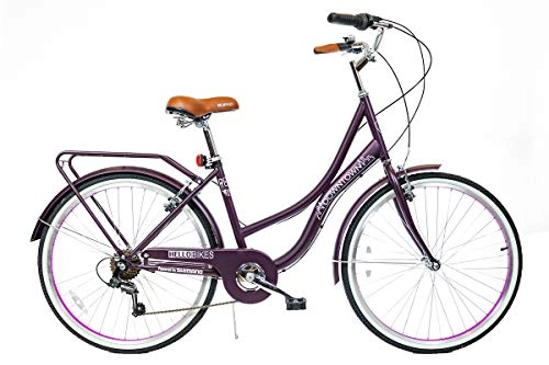 Paseo : HelloBikes Downtown - Bicicleta de Ciudad para Mujer (26", Cambio Shimano de 7 Marchas)