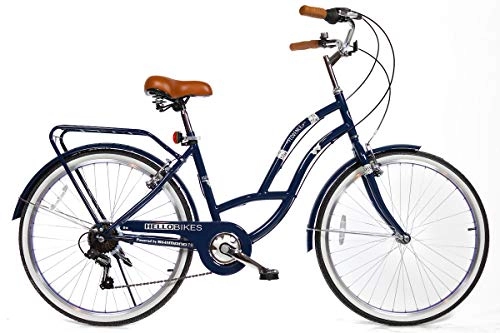 Paseo : HelloBikes Florence - Bicicleta de Ciudad para Mujer con Cambio Shimano de 7 velocidades (26")