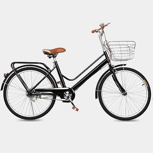 Paseo : LEAUX Bicicletas para Mujer, Bicicletas De Crucero De Playa para Mujer, Bicicletas Vintage Unisex, Bicicletas De Viaje, 24, 26 Pulgadas, 6 Velocidades, con Cesta(Color:C, Size:26INCH)
