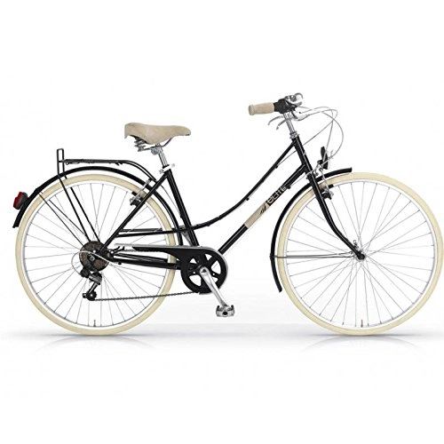 Paseo : MBM Elite - Bicicleta de paseo para mujer, diseo vintage clsico, rueda de 28", 6 velocidades (Negro)
