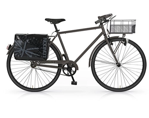 Paseo : MBM Notting Hill - Bicicleta de 28 Pulgadas con Cesta y Bolsas Traseras, Marrn Mate