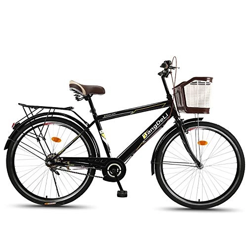 Paseo : MLSH Bicicleta for Hombre de 26 Pulgadas, Bicicleta de cercanías for Adultos for Hombre, Bicicleta de Estudiante de Viaje Retro de Ocio Urbano Ordinario, Negro
