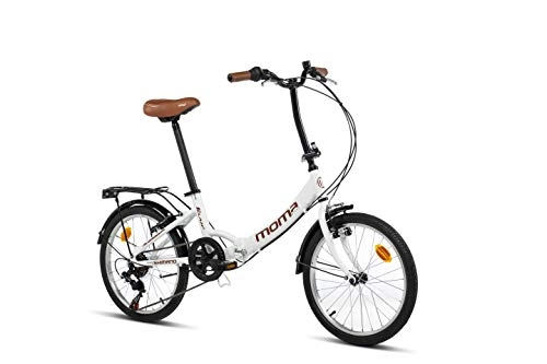 Paseo : Moma Bikes Bicicleta Plegable Urbana SHIMANO FIRST CLASS 20" Alu, 6V. Sillin Confort, Blanco