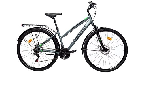 Paseo : Moma Bikes Bicicleta Trekking / Paseo TREKKING PRO W 28", Aluminio, SHIMANO 21V, Susp. Delant.