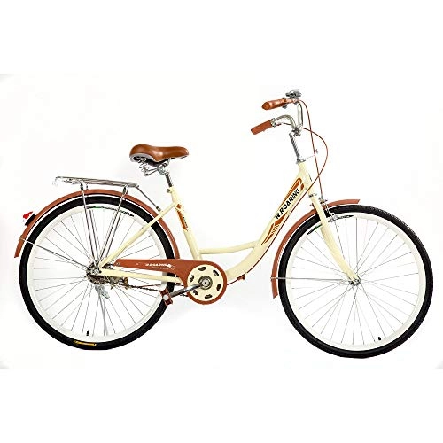 Paseo : Novokart Bicicleta clásica de Ciudad de 24 Pulgadas, marrón, Unisex para Adulto