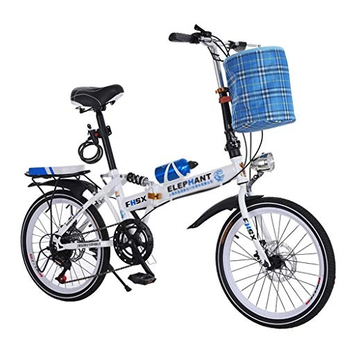 Paseo : Paseo Cambio De Velocidad del Coche Plegable Coche 20 Pulgadas Bicicleta Plegable Freno De Disco Bicicleta Hombres Y Mujeres Bicicleta Ultraligera Portátil (Color : Blue, Size : 150 * 35 * 100cm)