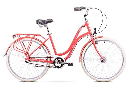 Paseo : ROMET Pop Art. Bicicleta de Ciudad, Mujer, Rosa, Größe L Aluminium Rahmen City Bike 26 Zoll Stadtfahrrad Fahrrad Citybike Cruiser Hollandrad Shimano 3 Gang 19 Zoll