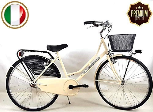 Paseo : SPEEDCROSS Súper Promoción – Bicicleta 26″ de Mujer “Holanda” Senza Cambio con Cesta – Color Beige