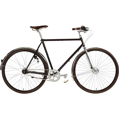 Paseo : Velorbis Fritz Hansen - Bicicleta para hombre, diseño danés, 7 velocidades, marco de acero de 23 pulgadas, diseño clásico, hecha a mano en Alemania (marrón, 57 cm)