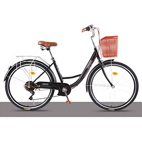 Paseo : WGYHI 6 Velocidades Bicicleta, Mujer Retro Bicicleta De Ciudad Citybike Unisex Hombres Adultos Ligero Portátil Ultraligera Estudiante Bici Empleado De Oficina Bicicleta Estilo Holandesa -B-24inch