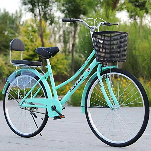 Paseo : WGYHI Single Speed Bicicleta, 24 26 Pulgada Adultos Mujer Bicicleta Ligero Portátil Ultraligera Vintage Bicicleta De Ciudad Citybike Estudiante Jóvenes Cómoda -F-24inch