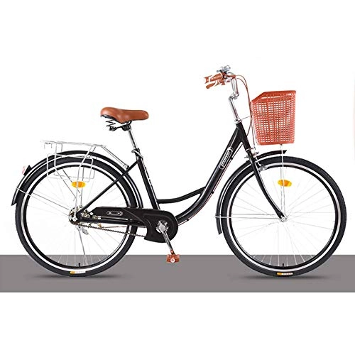 Paseo : WGYHI Single Speed Retro Bicicleta, Ligero Portátil Mujer Cómoda Bicicleta De Ciudad Unisex Hombres Adultos Bicicleta De Ciudad Citybike Empleado De Oficina Estudiante 24 26 Pulgada Bici -B-24inch