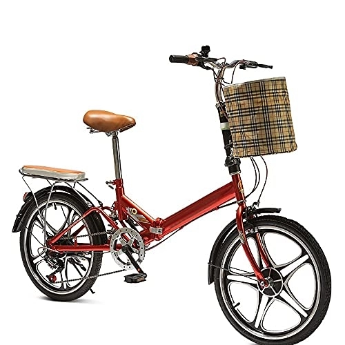 Plegables : 20 Pulgadas Bicicleta Plegable, Bicicleta Plegable de Aluminio 6 Velocidades, con luz LED, Bolsa para Asiento y Campana para Bicicleta, Fácil de Transportar, Unisex Adulto