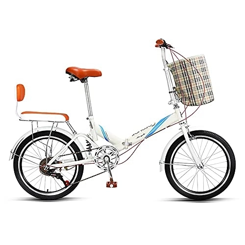 Plegables : 20 Pulgadas Bicicleta Plegable para Hombres y Mujeres, Bicicleta Retro de Ciudad con Frenos de Disco Dobles de Velocidad Variable para Trabajo Ligero con Canasta para Automóvil