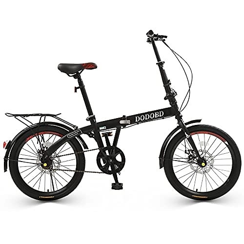 Plegables : 20 Pulgadas Bicicleta Plegables Plegable de 6 Velocidades con Soporte Trasero LED Battery Light, Frenos de Disco Duales, Bici Plegable para Hombres y Mujeres