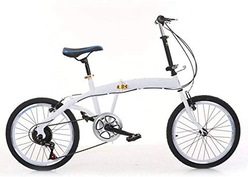 Plegables : 20 pulgadas blanco plegable bicicleta unisex adulto bicicleta plegable 7 velocidades palanca doble V freno plegable velocidad variable ocio bicicleta