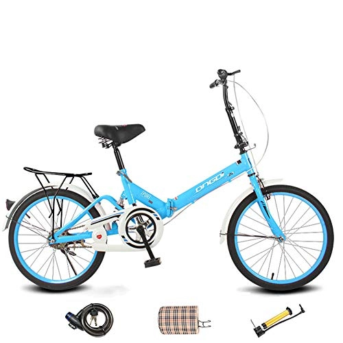 Plegables : 20 Pulgadas de Bicicleta Plegable de una Sola Velocidad Mini Ultra Light Portable, Blue