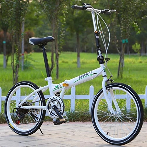 Plegables : 20 Pulgadas De La Bicicleta Plegable Plegable Desplazamiento-Variable Speed ​​Bicicletas Para Hombres Y Mujeres De Bicicletas Luz Portátil Ocio Adultos De La Bicicleta Bike Ultra Estudiante, Blanco