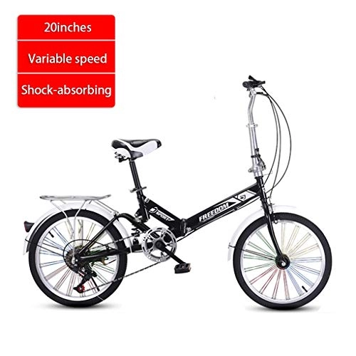 Plegables : 20 pulgadas de velocidad variable bicicleta bicicleta bicicleta plegable bicicleta de carretera adultos Concepto de amortiguación scooter mini portátil for niños ( Color : Black , Size : 20 inches )