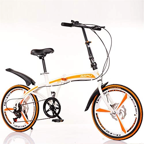 Plegables : 20 Pulgadas Folding City Bike, 7 Velocidad Gear Bicicleta Portátil, Marco De Acero Al Carbono Mini Bicicleta Plegable Ligera-Blanco 155x105cm(61x41inch)