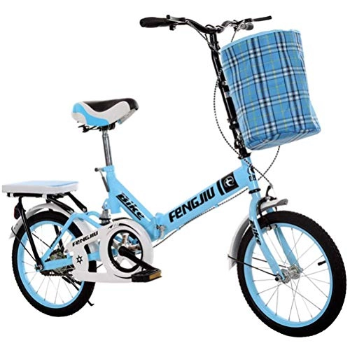 Plegables : 20 Pulgadas Plegable Bicicleta Para Niños Plegado Rápido Bicicleta Velocidad Variable Absorción De Impacto Estructura De Acero Al Carbono Bicicleta Con Asiento Y Manillar Ajustables En Altura, Azul