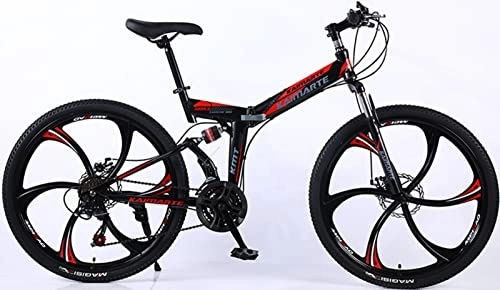 Plegables : 21 Speed Bicicleta Plegable, Bicicleta De Montaña Plegable Para Hombres Y Mujeres Adultos, Bicicleta De Deporte De Montaña, Doble Suspension Bicicletas Urbanas Unisex black, 24 inches