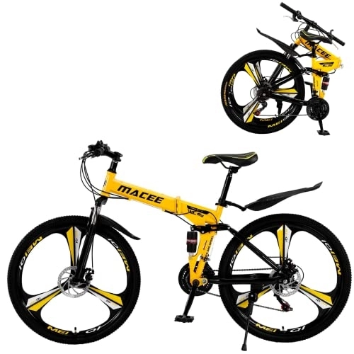 Plegables : AASSDOO Bicicleta de montaña Plegable para Adultos - 21 velocidades - con Frenos de Disco Doble de 21 velocidades Suspensión Completa Bicicleta Deportiva Antideslizante para ADU