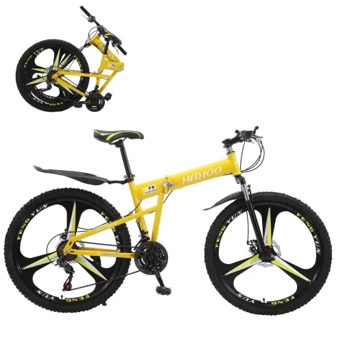 Plegables : AASSDOO Bicicleta Plegable de 26 Pulgadas para Hombres y Mujeres, con Frenos de Disco Doble de 21 velocidades, suspensión Completa, Bicicleta Deportiva Antideslizante para Adult