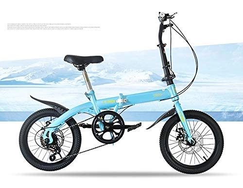 Plegables : ABDOMINAL WHEEL Bicicleta Plegable de 16 Pulgadas, Cambio de 7 Velocidades con Piñón Libre para Exterior, Fácil de Transportar, Unisex Adulto