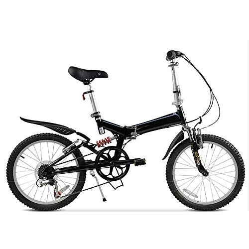 Plegables : AI CHEN Bicicleta Plegable de montaña de Acero de Alto Carbono Doble Amortiguador Bicicleta 20 Pulgadas 6 velocidades