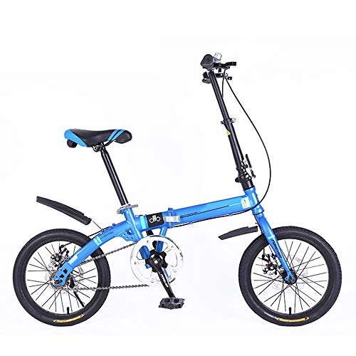 Plegables : AI CHEN Bicicleta Plegable Marco de Acero de Alto Carbono Frenos de Disco Delanteros y Traseros Bicicleta Plegable 16 Pulgadas