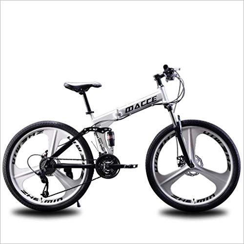 Plegables : AISHFP Plegable Bicicleta de montaña, Motos de Nieve Playa de Bicicletas, Bicicletas de Doble Disco de Freno, Bicicletas 26 Pulgadas de aleacin de Aluminio Ruedas, Blanco, 27 Speed