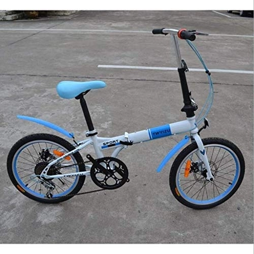 Plegables : AJH 20 Pulgadas de la Bicicleta Plegable Bicicleta Plegable Bicicleta Freno de Disco Cambio Bicicleta parasitismo 7 Velocidad