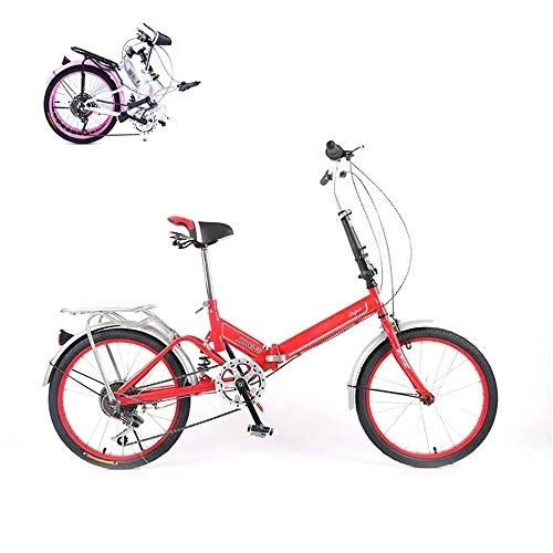 Plegables : Amortiguador portátil Bicicleta Plegable, Marco De Acero De Alto Carbono, Sillin Confort, Bicicleta Plegable, 20 Pulgadas 6 Velocidades Unisex Adulto Bikes Plegado Infantil