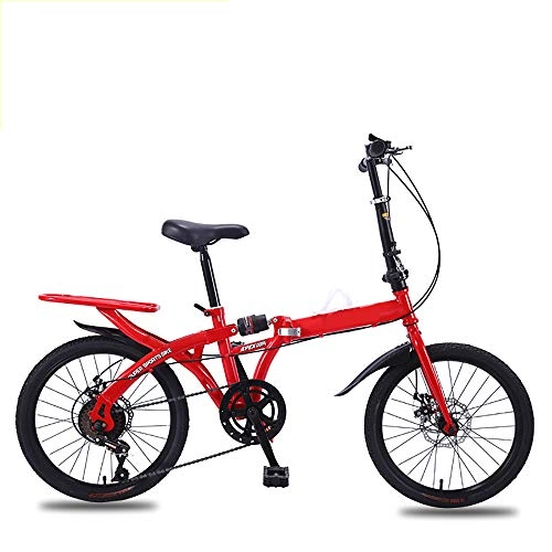 Plegables : ANNING Bicicletas Plegables Velocidad De 20 Pulgadas De Absorción De Impactos para Estudiantes Adultos Bicicleta Plegable Ligera para Hombres Y Mujeres, Rojo