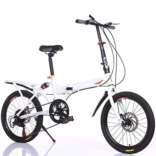 Plegables : ANYURAN Bicicleta para Niños 20 Pulgadas Cambio Plegable Estudiante Bicicleta De Montaña Neumático De Nieve Doble Freno De Disco, White