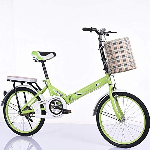 Plegables : ANYURAN Bicicleta Plegable para Niños Bicicleta 20 Pulgadas Moda Conveniente Marco De Acero De Alto Carbono Esponja Gruesa, Green