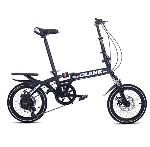Plegables : AOHMG Bicicleta Plegable Adulto, 6-velocidades Bici Plegable Adulto Unisex Urbana Bici Plegable, Black_16in